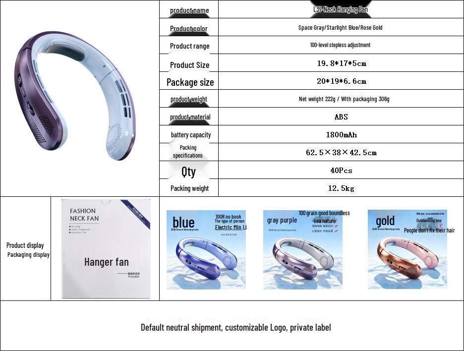 Portable Neck Fan: Long Battery Life, USB Rechargeable, Bladeless, Silent, Wearable and Compact