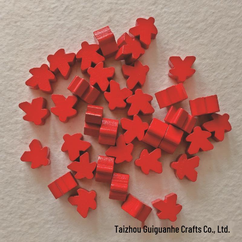 

Красочные деревянные миплы - игровые токены для Каркассона - Мультяшные шахматные фигуры 16x16x10mm красный