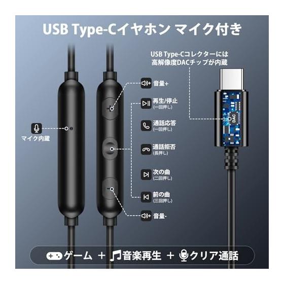 Type-C Earphones, Wired, Deep Bass, Calls, Magnetic, In-Ear Type, Compatible with iPhone 17 16 Pro Max/iPad Pro/iPad 10 A16 Air 4 5 Mini 6 Compatible