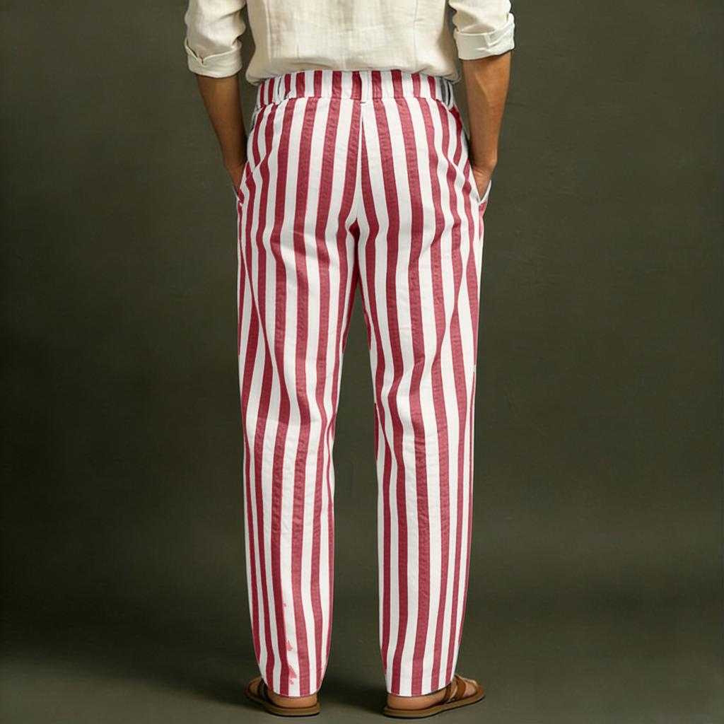 Men's Sporty Casual Striped Elastic Waist Straight Leg Pants