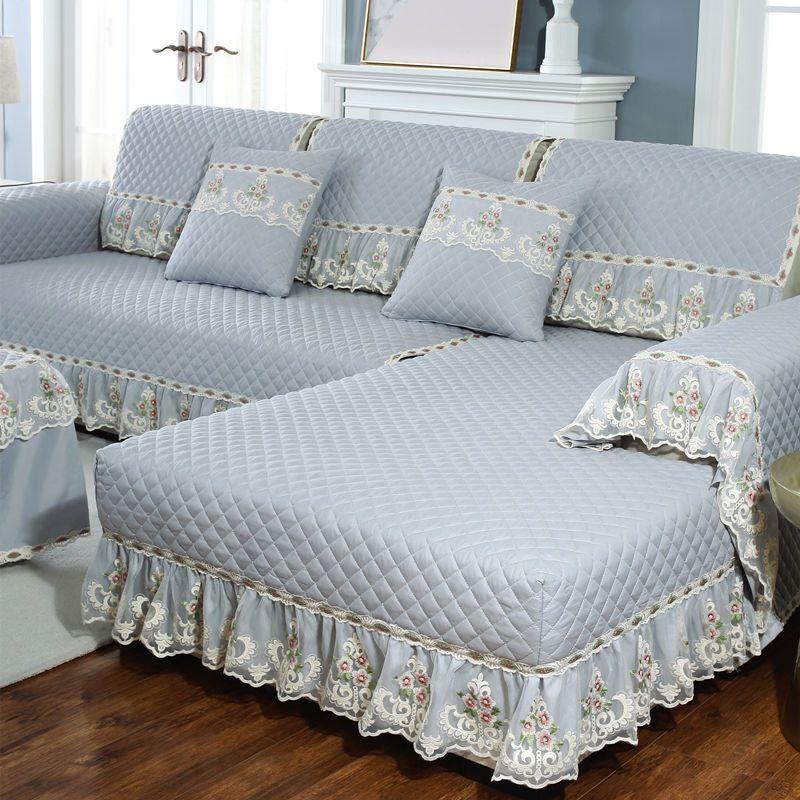 Arm Plüsch Sofa Kissen Stoff Gold Samt Europäischen-Stil High-End Luxus Leder Holz Sofa Rutschfeste Sofa Abdeckung