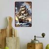 Vintage Nautical Metal Wall Art, Old Sailing Ship Pirate Decor, Home Wall Decor