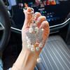 Bag Charm Sparkling Rhinestone Butterfly Key chains With Pearl Chain Women Lovely Bag Pendant  Accessories Gift