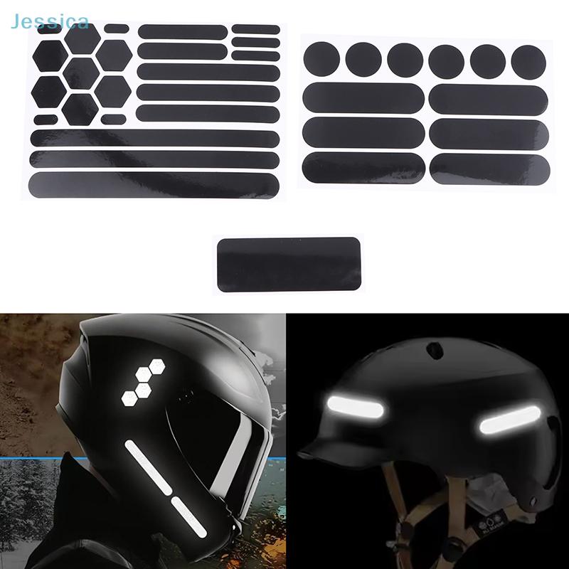 Reflective Helmet Stickers 1sheet- Multi-Shape Safety Reflective Decals for Helmets, Bikes & Outdoor Gear