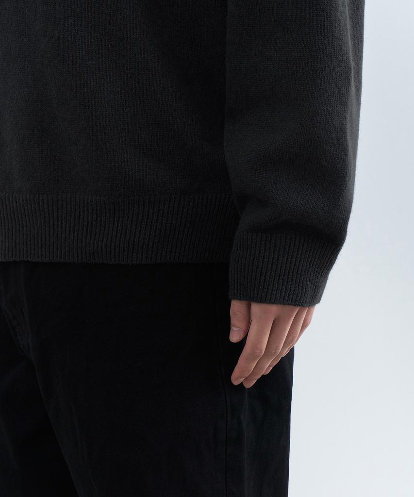 MUSINSA STANDARD [Victoria Wool] Minimal Collared Knit [Dark Gray]