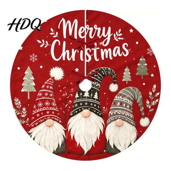 Holiday Tree Skirt Round Skirt 35.4" Christmas Vibrant Prints Mat with for Decorative Prop Photo