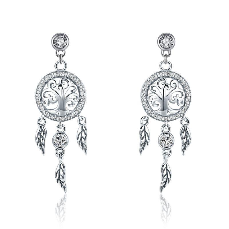 WOSTU 925 Silver European Simple CZ Ear Buckles Heart Hoop Earrings for Women Wedding Gift Minimalism Jewelry E737