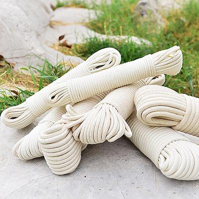 KMT 1 Stück geflochtenes Seil aus natürlicher Baumwolle, Allzweck-Wäscheleine, 4 mm x 10 m(0,16 Zoll x 32,8 Fuß)