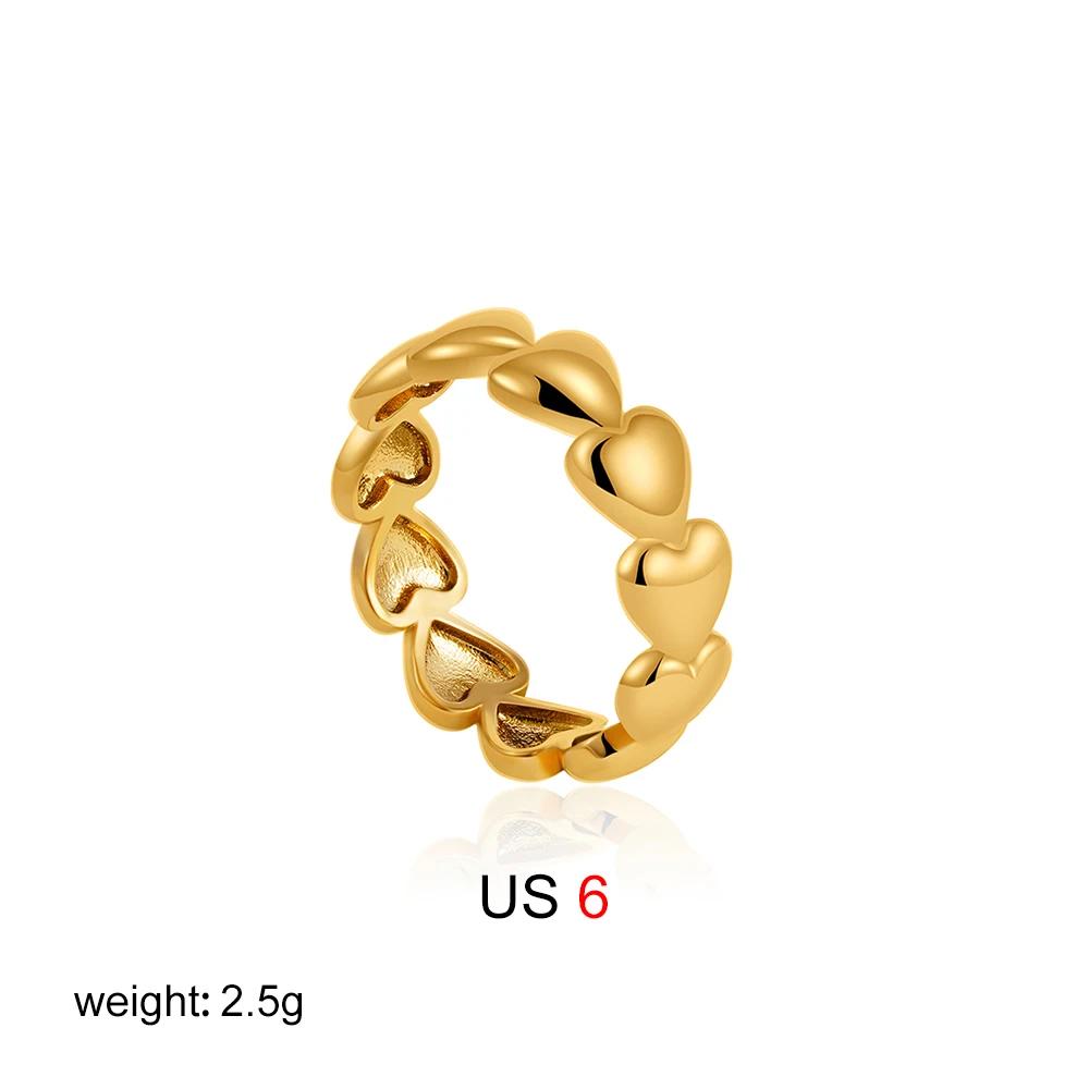 

Vintage Classics Conch Shell PVD Dome Rings for Women 18K Gold Plated Cross Heart Multi Layer Circular Knuckle Ring Zircon Anel