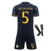 Real Madrid Bellingham Football Jersey 2024-25 Kids Soccer Kit, YSHT Youth Sports Apparel, White/Black, Breathable & Lightweight