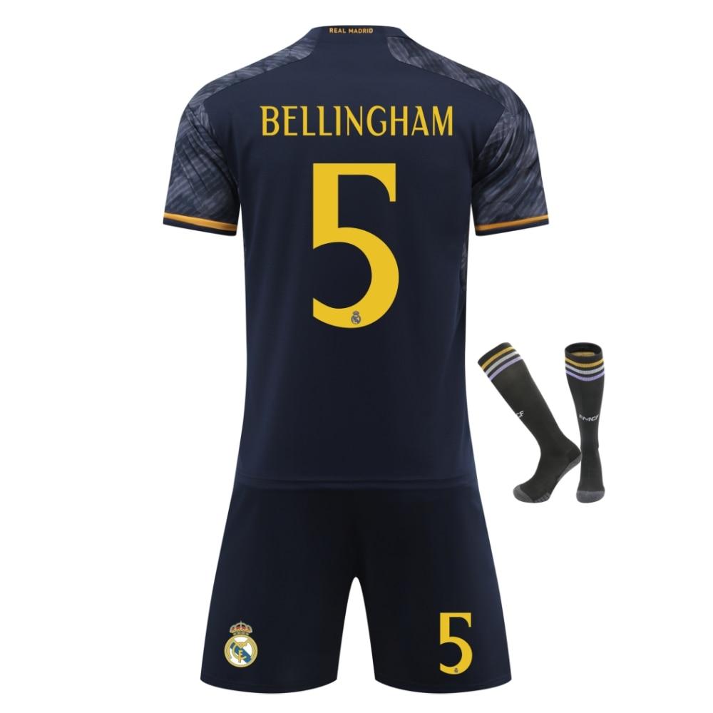 Real Madrid Bellingham Football Jersey 2024-25 Kids Soccer Kit, YSHT Youth Sports Apparel, White/Black, Breathable & Lightweight