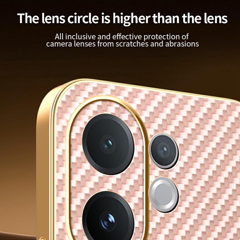 For Vivo V60 5G Phone Case Carbon Fiber Textured Electroplated TPU Back Cover