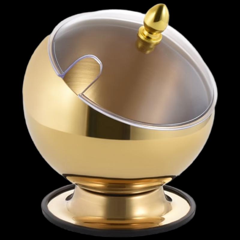 Наклонная соусница для фуршета из нержавеющей стали с золотым покрытием, с крышкой и подставкой