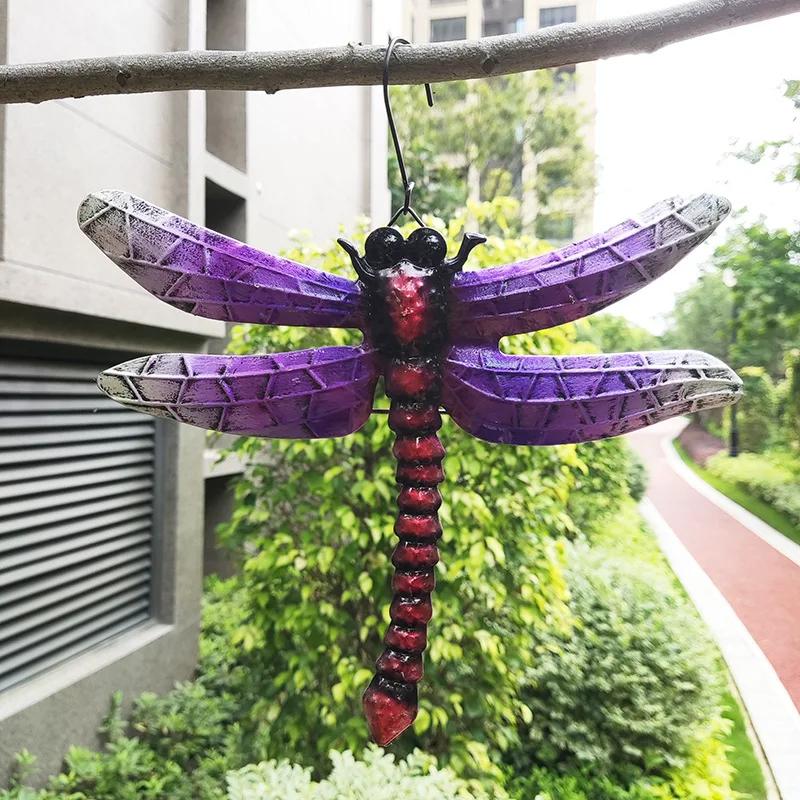 Metal Dragonfly Wall Decoration Outdoor Courtyard Garden Fence Iron Art  Pendant Home Decoration Crafts