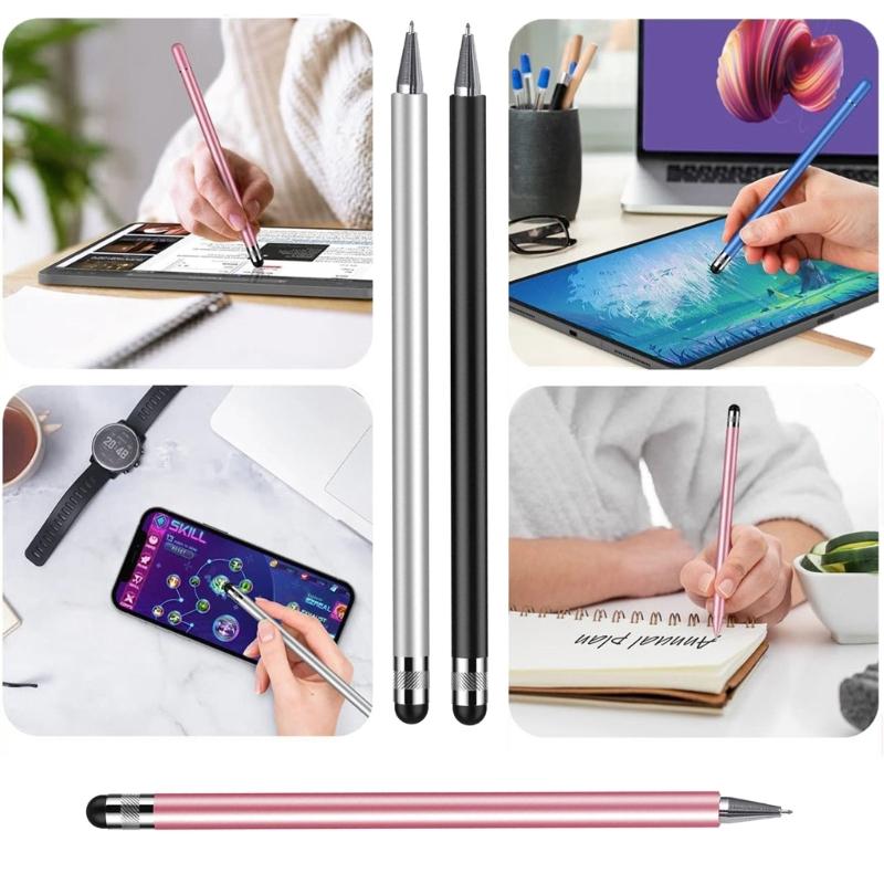 Smooth Writing Drawing Capacitive Touch Screen Pen Metal Ballpoint 2 In 1 for Smartphone Tablets Drawing Mobile Devices
