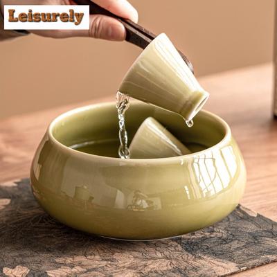 850ml Yaozhou-Ofen Celadon Jianshui Teetasse Teemüllbehälter Teerückstandseimer Pinselreiniger Chaxi Teegeschirr Ornamente