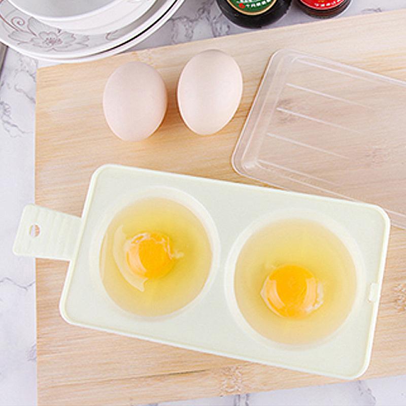 1Pcs Microwave Eggs Poacher Double Cup Egg Boiler Food Grade Kitchen Tableware Steam Egg Bowl Egg Cooker Cooking Tools