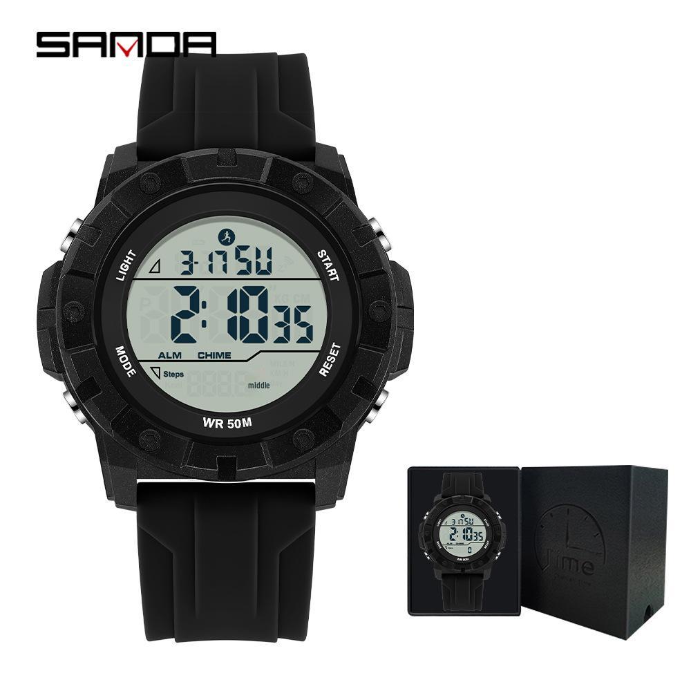 Sanda Multi-Function Smart Watch: Waterproof, Pedometer, Alarm Clock for Hiking & Sports - Unisex
