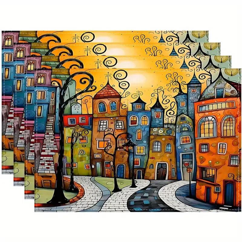 Printed Festival Party Placemats: Stain-Proof, Heat-Resistant Table Decoration