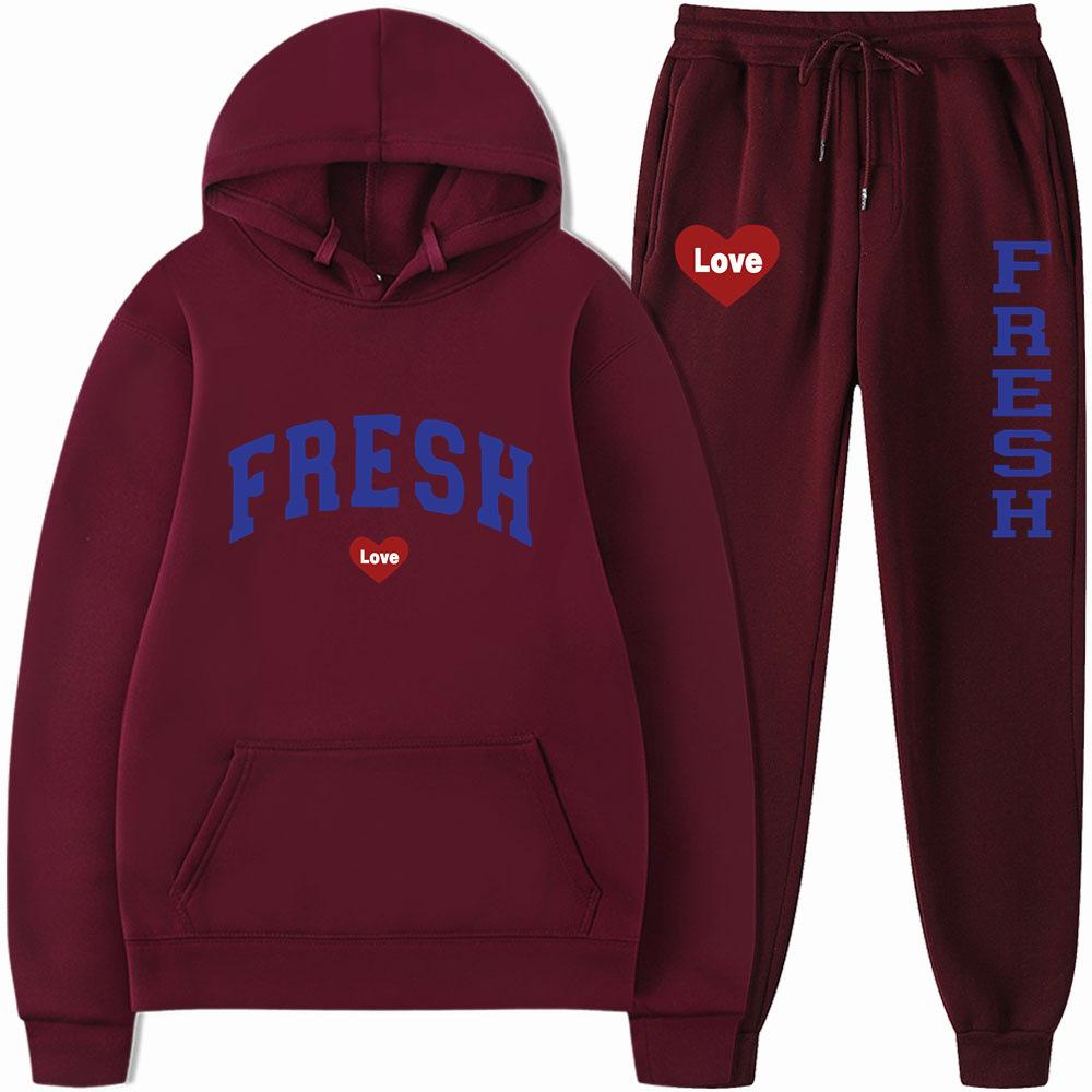 2023 Cross Border Printed Volná jarní a podzimní mikina s kapucí a punčochové kalhoty s kapucí