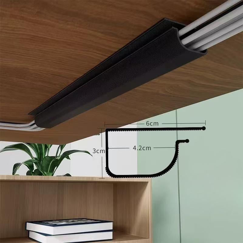 1pc 40cm/15.75in Cable Management Under Desk Channel Cable Raceway Cord Hider Desk Cable Tray No Drilling Cable Storage