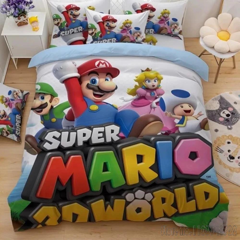 Anime Tecknad Serie Super Mario Bros Barns Sängkläder Set Baby Påslakan Set Sängkläder Tvilling Enkel King Barn Vuxen Gåva