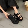 Fashion Women Shoes 2025 Summer New Fashion Platform Wedge Casual Slippers Women Height Increase Comfortable One Word Beach Sandals