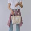 Embroidered Lace Double Canvas Shoulder Bag _ [Natural]