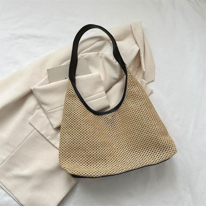 Retro Woven Tote Bags for Women Grass Woven Tote Bag Armpit Bags Large Capacity Single Shoulder Bag Beach Bag Handbags