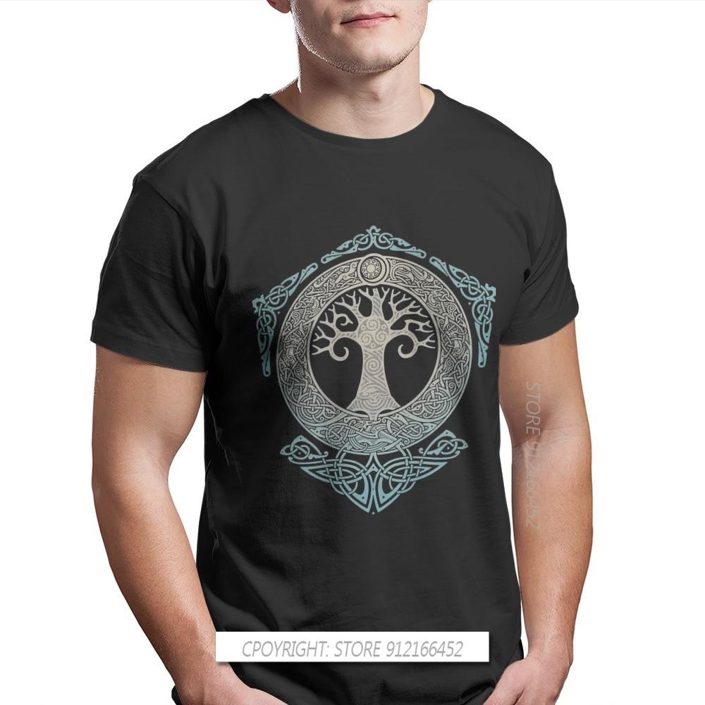 Men Norse Mythology Freyja Freyr Yggdrasil Fashion T-Shirt YGGDRASIL TREE 100% Cotton Harajuku Tees S