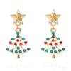 Asymmetrical Rhinestone Santa Claus & Christmas Tree Earrings