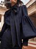 Wind Women's Clothing New Tying Bow Knot Denim Shirt
