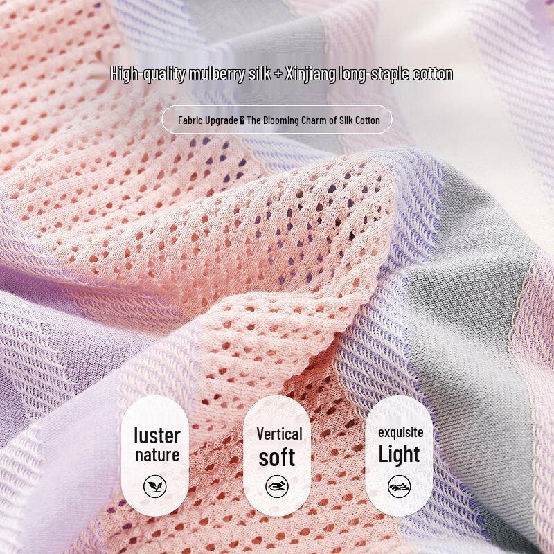Women's Mulberry Silk Striped Knit T-Shirt