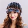 Fur Rabbit Fur Hat for Women Winter Middle-aged and Elderly Women Rex Rabbit Fur Thick Warm Duckbill Hat Ear Protection Mother Hat