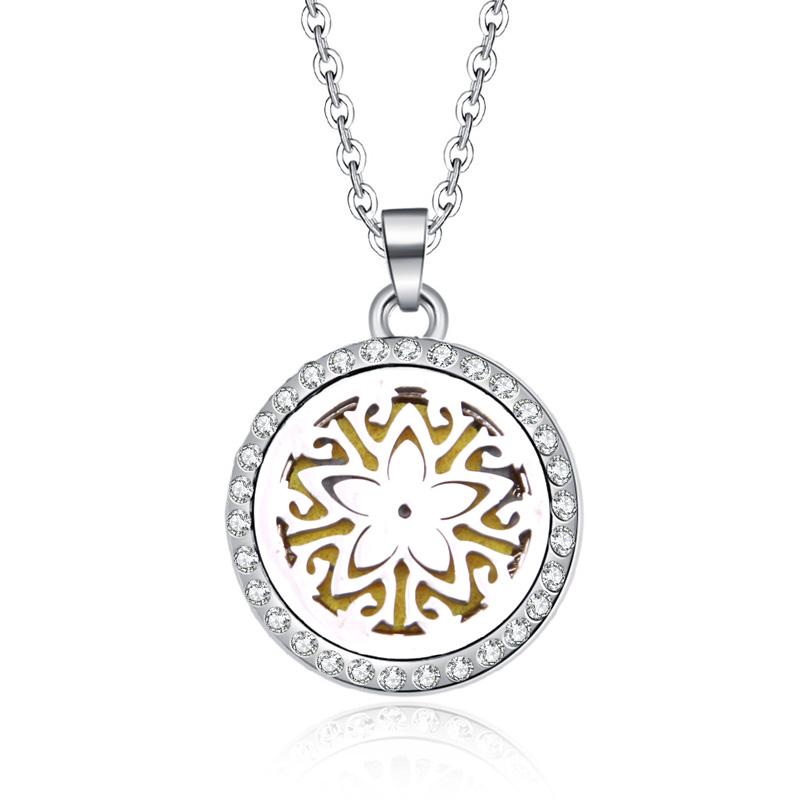 New Stainless Steel Alloy Fashion Aromatherapy Necklace Essential Oil Diffuser Perfume Locket Pendant Women Jewelry Gift