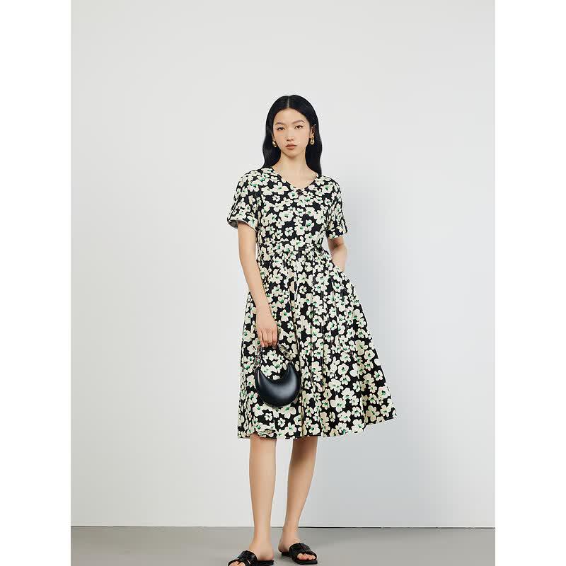 Gejin Elegant Floral Mid-Length Dress XL
