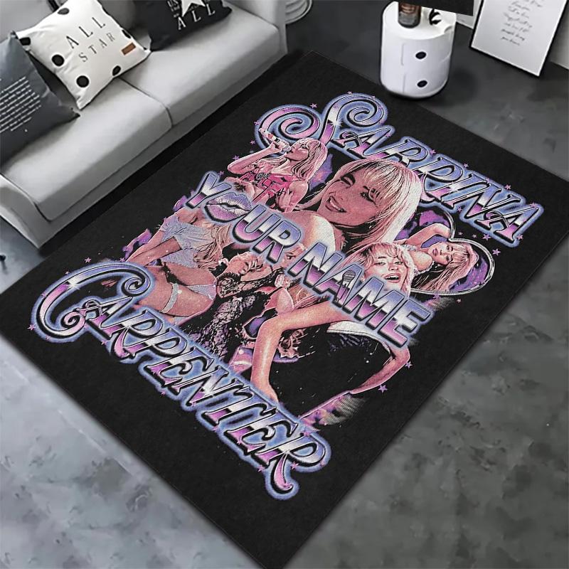 Sabrina Carpenter Fan Art Brugerdefineret Navn Tæppe til Stue Soveværelse Hjem Sofa Dekoration Børns Leg Skridsikker Gulvmåtte