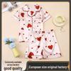 Girls' Cartoon Pajama Set - Short-Sleeved Top and Shorts for Medium To Large Children