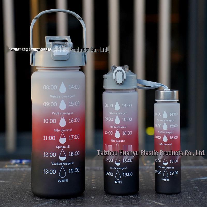 Three-in-One Gradient Frosted Sports Water Bottle - Large Capacity Above 2L