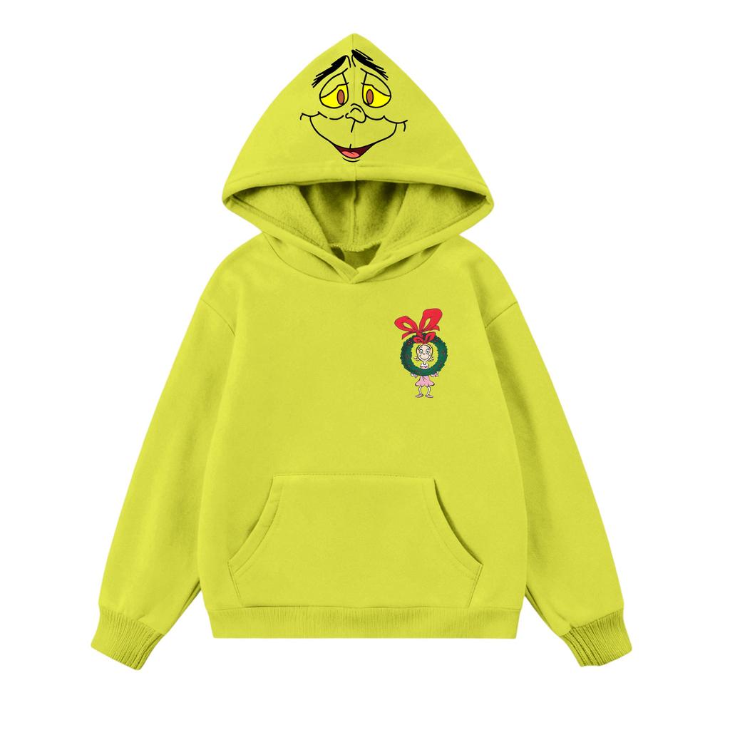 Children's Casual Round Neck Printed Pullover Long-sleeved Hooded Sweatshirt Top