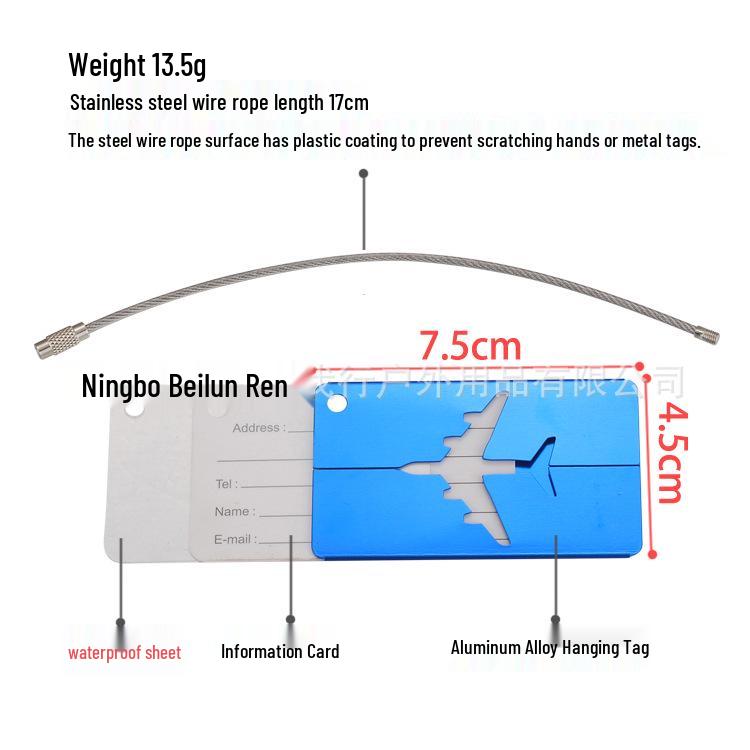 Airplane Suitcase Luggage Tag – Aluminum Hanging Card, Business Gift, Boarding Pass Accessory