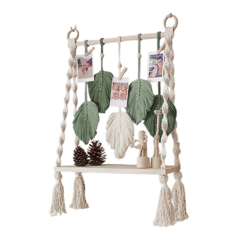 Macrame Wall Hanging Tapestry Woven Leaf Tassels Decoration Handmade Art for Home Apartments Nursery