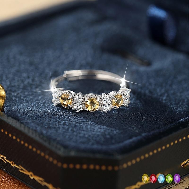 Shining Western Regions Colored Treasure Natural Crystal Stone Jewelry S925 Sterling Silver Niche Light Luxury Ring Women's Fashion Jewelry Gifts