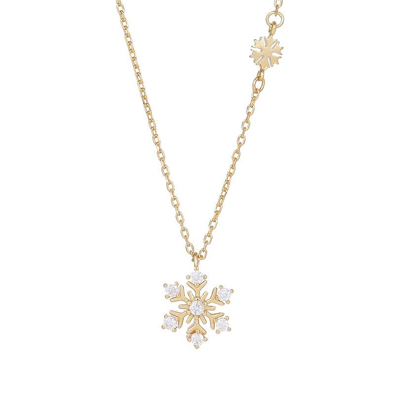 Autumn/Winter S925 Sterling Silver Snowflake Necklace – Korean Style Light Luxury Clavicle Chain for Women