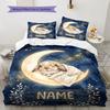 Custom Name,Moon Animal Pattern Bedding Home Decoration Birthday Gift ( 1 duvet cover + 2 pillowcase, without core),fan merchandise.