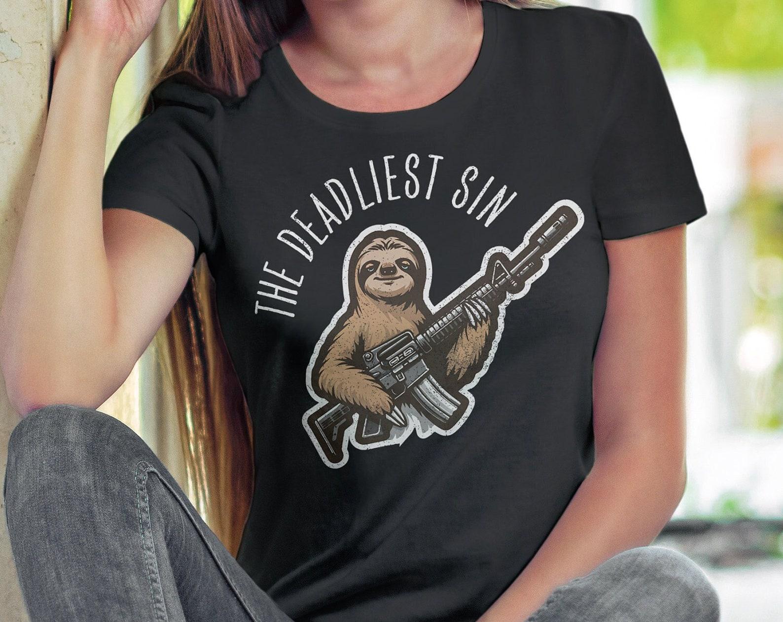 Sloth T-Shirt - Deadliest Sin Funny Graphic Tee S