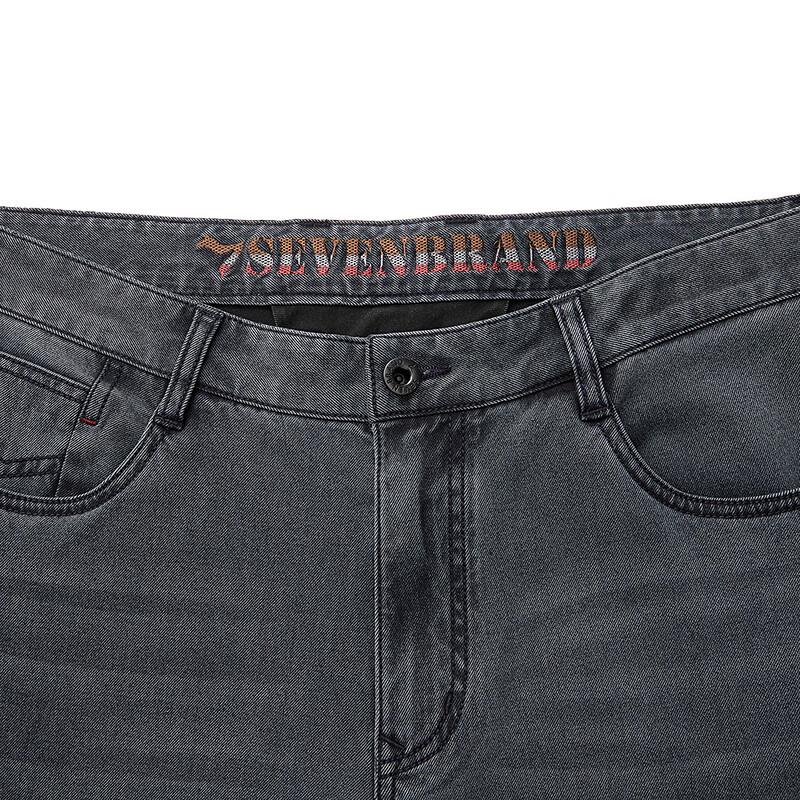 Septwolves Men's Washed Straight-Leg Letter Embroidered Jeans