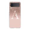 Letter Pink Shiny M R Phone Case For Samsung Galaxy Z Flip 3 4 5 Hard Folding Clear PC Bumper For Samsung Z Flip 6 Cover
