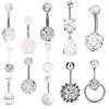 12 Stück/Set Kristall Bauchnabelring Mode Frau Bauchnabel Körperpiercing Schmuck
