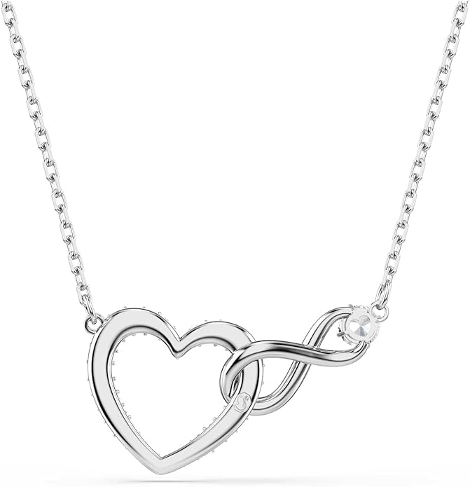 Hyperbola heart and rhodium plated pendant, infinity, white, [product]